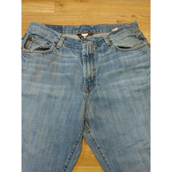 VTG Lucky Brand 165 Jeans Mens 36x32 Straight Leg Dark Wash Blue Denim Distress - Picture 3 of 14